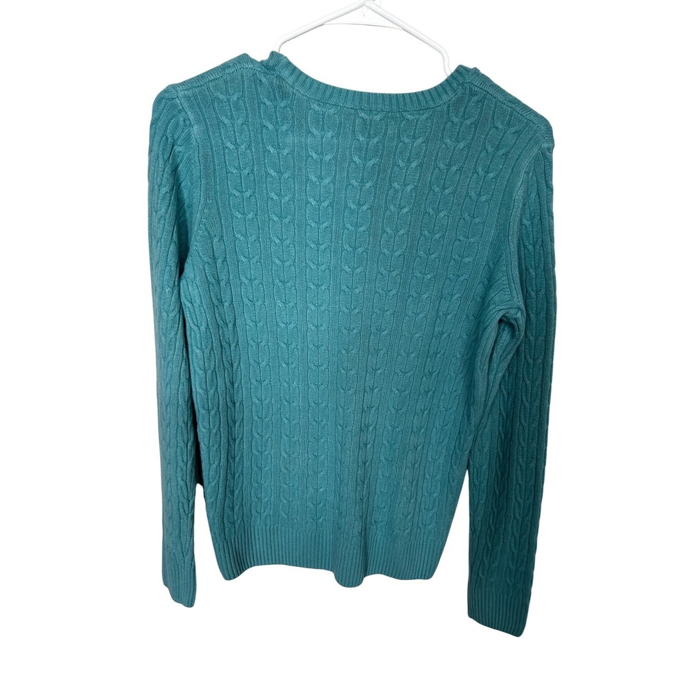 G.H. Bass & Co Super Soft Turquoise Cable Knit Sweater Women's Size Medium - Picture 2 of 4